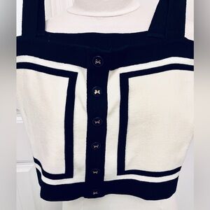 Chic Black and White Buttoned Crop Top